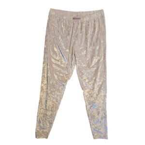 Spyder Crushed Velvet Pullon Pants Womens L Ivory Lined Mid-Rise Elastic Waist